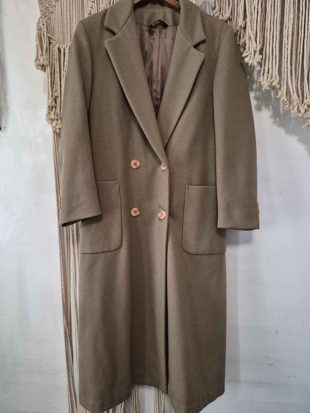 Vintage Pure Wool Long Double Breasted Coat